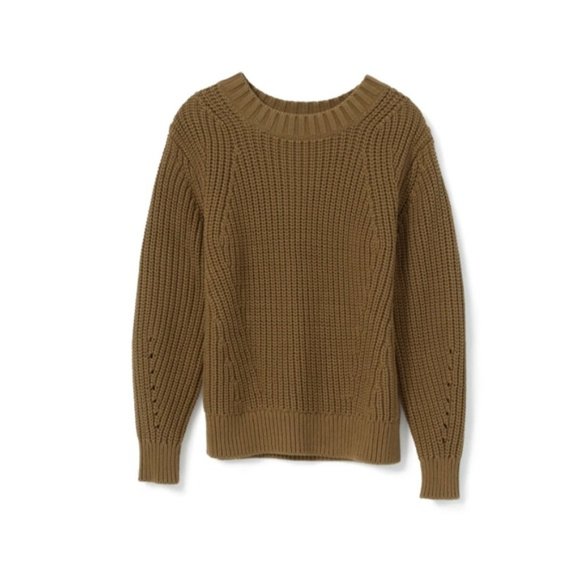 SHIPS FREE! Everlane Olive Green Texture Cotton Crew Sweater, Size Large L - Picture 3 of 8